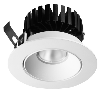 This picture on the left shows a recessed downlight luminaire with a round flange. This picture on the left shows a recessed downlight luminaire with a round flange.