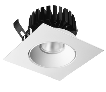 This picture on the right shows a recessed downlight luminaire with a square flange. This picture on the right shows a recessed downlight luminaire with a square flange.