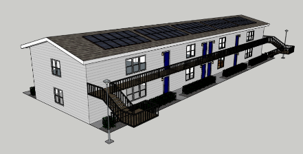 Garden Style Multifamily Case Study: Photovoltaics (PV) on South-Facing Roof in an alternative view
