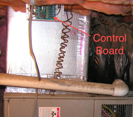 This image shows a duct-mounted control board.