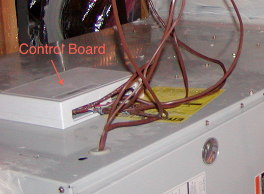 This image shows a cabinet-mounted control board.