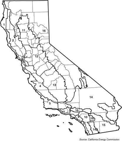 Image showing the state of California and its climate zones