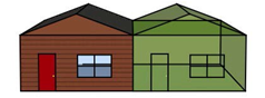 Graphic of Accessory Dwelling Unit: Newly constructed, attached to existing home