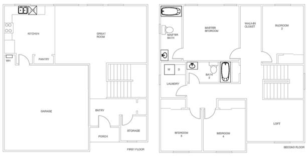Image showing a compact design distribution system in an optimized floorplan and centralized water heater location.